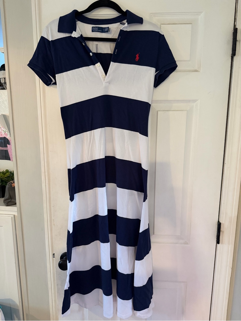 Ralph Lauren Navy & White Striped Polo Maxi Dress